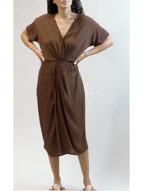 NWT NOONDAY COLLECTION Brown Midi INDIA TWIST DRESS Teak WOMENS US Sizes 2 4 6 8